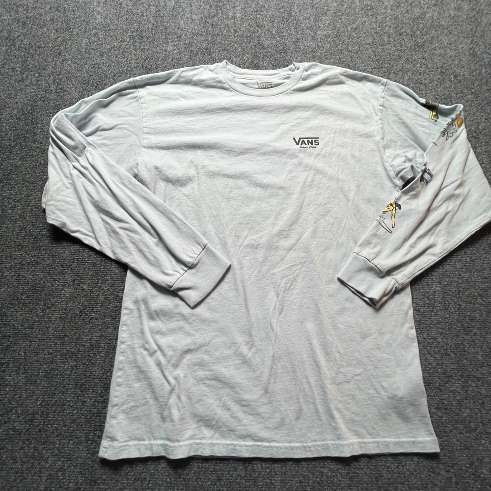 Vans Ron Jon Surf Shop Long Sleeve T-Shirt Light Blue Graphic Surfer Mens M - Picture 1 of 8